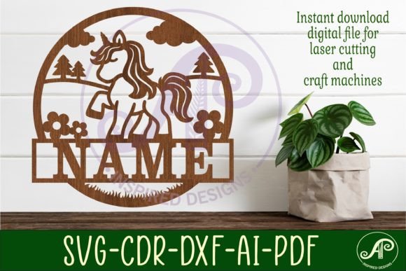 Download Unicorn Name Sign Svg Laser Cut Template - Unicorn name sign Collection