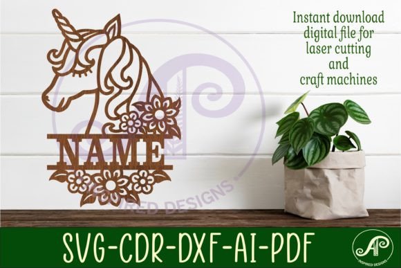 Download Unicorn Name Sign Svg Laser Cut Template - Unicorn name sign Collection