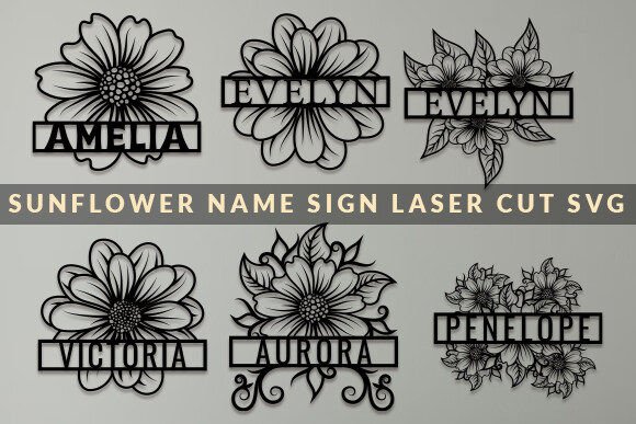 Download Sunflower Name Sign Laser Cut SVG Bundle - Sunflower name sign Collection