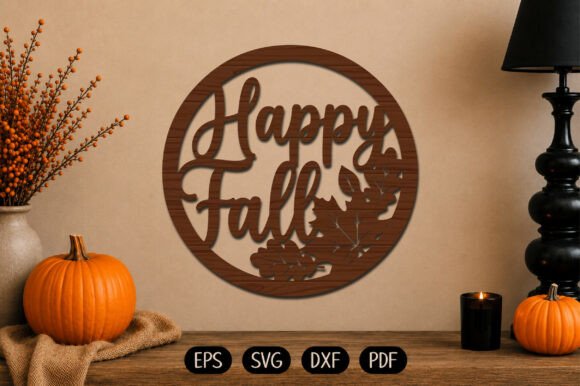 Download Happy Fall Round Door Hanger SVG - Premium Resources