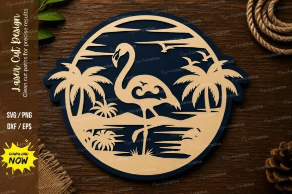 Download Flamingo Tropical Sunset Laser Cut SVG - Sunset laser cut Collection