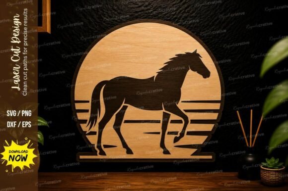 Download Horse Sunset Laser Cut SVG Design - Sunset laser cut Collection
